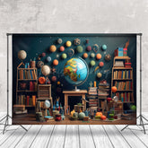Lofaris Geography Bookcase Globe Retro Wall Photo Backdrop